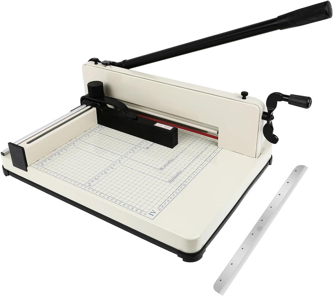 Heavy Duty Paper Cutter, 12" Guillotine Paper Cutter, Cortadora de Papel 400 Sheets Paper Trimmer with Double Safety Protection&Durable HSS Blade for Cutting Paper, Leather, PVC,Non-Woven Fabrics