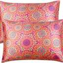 BEDELITE Satin Pillowcase for Hair and Skin Digital Printing, Super Soft Cooling Similar to Silk Pillow Cases 2 Pack with Envelope Closure, Gift for Women Men(Standard 20x26 Inch, Mandala) (26" x 20" (Pack of 2), Mandala)