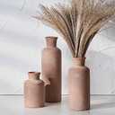 LUKA Ceramic Rustic Farmhouse Vase, Terracotta Vases for Decor, Vase Set of 3, Vases for Your Bedroom, Office, Living Room, Fireplace, Bookshelf Decor, Housewarming 10+7.5+5 Inch