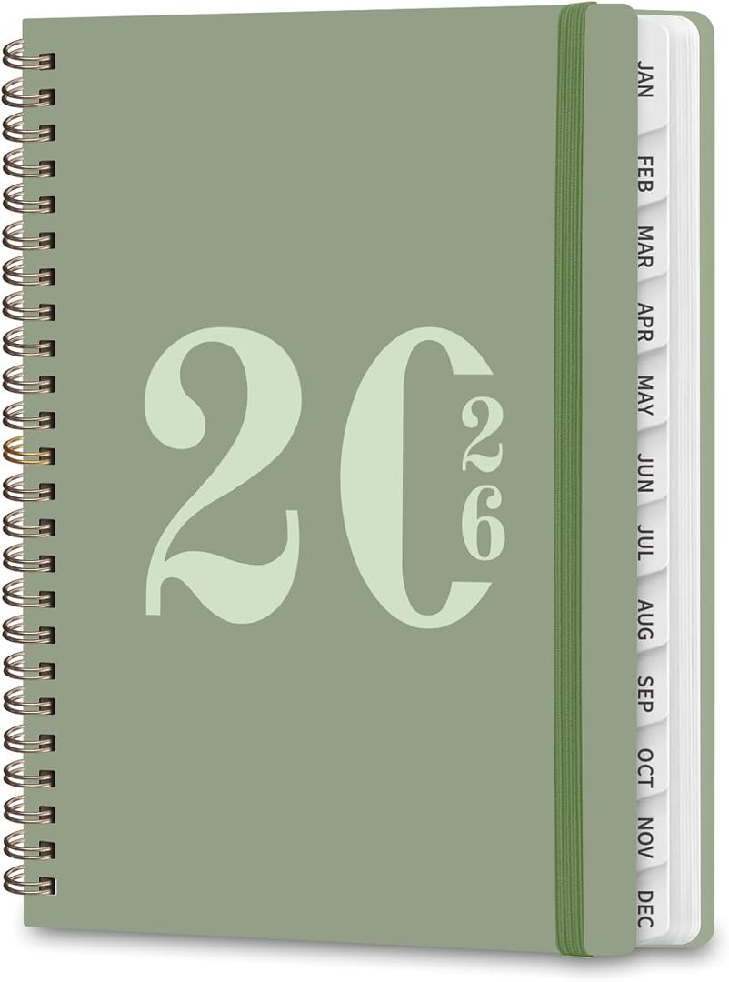 2026 Planner, Weekly and Monthly Calendar Agenda Book, Jan 2026 - Dec 2026, Hardcover Planning Academic Planner for Office School Supplies and Desk Accessories - A5 (6.3'' x 8.5'') (Green)