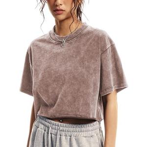 Talakeno Womens Oversized Vintage T Shirts Casual Cropped Tees Short Sleeve Cotton Acid Wash Tops Summer Grunge Shirts S
