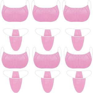 Yahenda 50 Pieces Disposable Bras and Panties for Spa Women Disposable Bikini Thong Underwear