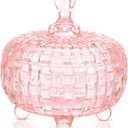 DoubleFill 26 oz Large Glass Candy Dish with Lids Crystal Candy Jar with Lid Easter Spring Decorative Covered Glass Jar Jewelry Box Wedding Buffet Biscuit Containers for Snacks(Elegant,Medium)