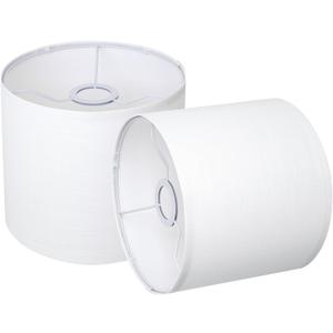Small Lampshades Set of 2, White Linen Drum Lampshades, 8.66" Top x 8.66" Bottom x 7.87" High Lamp Shade, Lamp Shades Replacement for Table and Floor Lamps, Pendant Light, Handcrafted, Easy Assembly