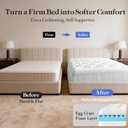 OhGeni Cooling 5 Inch Twin XL Dual Layer Mattress Topper, 3 Inch Egg Crate Gel Memory Foam, 2 Inch Pillow Top Pad, College Dorm Essentials Bedroom Mattresses Cover, with 1000 pcs air Holes