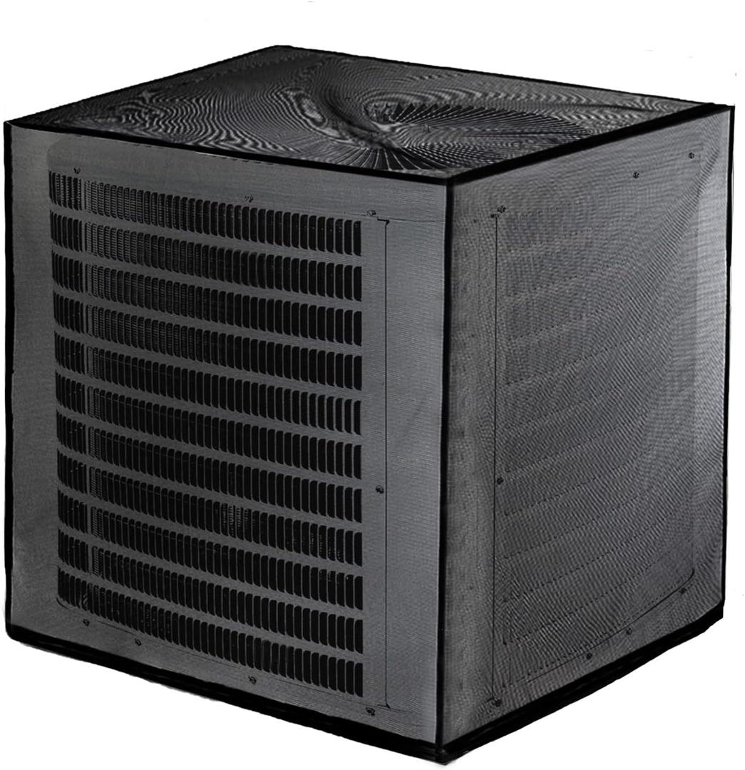 Nicunom Air Conditioner Cover, All Seasons Full Mesh AC Cover for Outside Unit Adjustable Outdoor AC Defender Covers Protect from Clogging of Debris, 27.5"x27.5"x31.5"