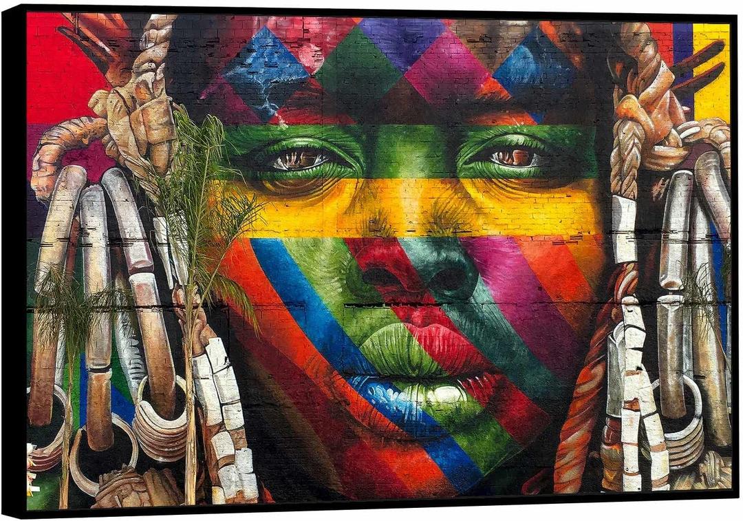 African American Modern Street Graffiti Wall Art Black Artist Abstract Style Poster Wall Decor Yellow Printed Canvas Painting for Living Room Bedroom Bathroom Office Home Decorations Unframed (16L" x 1W")