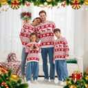 Ugly Christmas Matching Family Sweater Xmas Knit Outfit with Hat Pullover Sweaters Classic Traditional Holiday Jumper (White Red Elk Snowflakes)