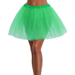 Women's, Teen, Adult Classic Elastic 3, 4, 5 Layered Tulle Tutu Skirt (Green)