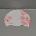 COPOZZ Stylish Silicone Swim Cap for Women  Comfortable, Durable, and Hair-Protecting Design (Cherry Blossom)