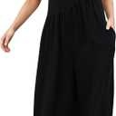 Womens Wide Leg Trousers Sleeveless Plunge Jumpsuits Playsuit Culotte, Size L
