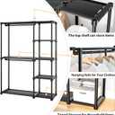 Mavivegue 4-Tier Portable Closet with Shelves & Hanging Rod - Portable Wardrobe Closet for Bedroom, Closet, Dorm - Easy Assembly Clothing Rack with Shelves for Clothes, Shoes, Accessories, Black (16"D x 48"W x 64"H)