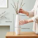 White Ceramic Vase, 18" Tall Vase for Floor Table Decorative Large Vases for Living Room Modern Home Decor Office Bedroom, Big Standing Flower Vase with Glossy Glaze