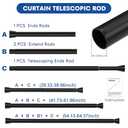 Shower Curtain Rod Adjustable Curtain Rods 30-64 Inch Black Shower Rod Curtain Rods no Drilling Expandable Tension Curtain Rod Spring Curtain Rod for Bathroom Closet Doorway Windows