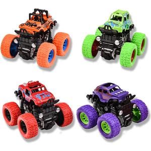 Monster Trucks for Boys, 4 Pack Pull Back Vehicles Cars for Toddlers, 360 Rotation 4 Wheels Drive Durable Friction Cars Powered Push and Go Toys Truck Playset Gift for 3 4 5 6 7 8 Year Old Kids Girls