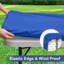 homing 2 Pack Rectangle Table Cloth, Elastic Fitted Fabric Tablecloth Fits for 5 Foot Folding Tables, Washable Table Cover for Picnic, Camping, Indoor & Outdoor (Blue, 30" x 60")