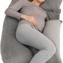 Pregnancy Pillow, U Shaped Full Body Pillows for Maternity Support Sleeping Pillow with Washable Cover, for Pregnant Woman 53 Inch (Light Grey)