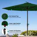 AreShark 11FT Large Patio Umbrella with Solar Lights, Lighted Solar Umbrella with Crank, Outdoor Table Market Umbrellas for Garden, Deck, Backyard, Pool and Beach, Dark Green