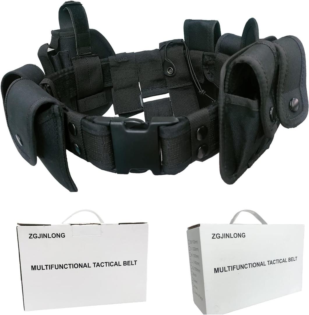 Tactical Utility Belt,Versatile Police Security Guard Military Modular Equipment System Molded Duty Belt (Black 10pcs)