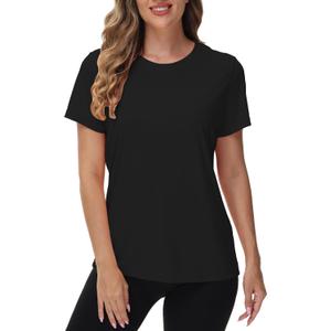 NEYOUQE Womens Short Sleeve Tee Shirts UPF 50+ Outdoor Sun Protection Quick Dry Athletic Running Workout Rash Guard Tops (L)