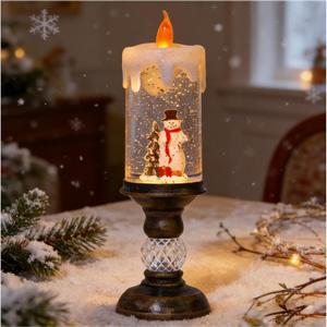 Christmas Snow Globe Candle, Christmas Flameless Candles Lantern with 8 Music Home Decoration Festival Gift, Battery & USB Powered (Multicolor)