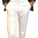 Men's Casual Slim Fit Flat Front Straight Iron Free Trousers White, Size 6