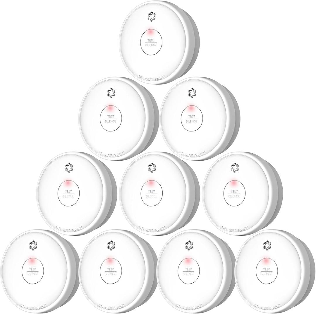 10 Packs Fire Alarms Smoke Detectors, Smoke Alarm Battery Operated, Fire Alarm with Test Button & Low Battery Signal, Photoelectric Technology Fire Detectors for Bedroom and Home
