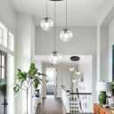 ykolupty 3-Light Small Chandelier LED Modern Glass Globe Pendant Light Chandeliers for Entryway Lighting Fixture Bedroom and Dining Room