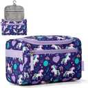 Choco Mocha Kids Unicorn Toiletry Bag for Girls, Travel Waterproof Hanging Toiletry Bag for Girls, Purple