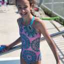 Kanu Surf Girls Jasmine Beach Sport Halter One Piece Swimsuit, Size 14