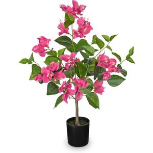 Fake Plants Bougainvillea Artificial Flowers, Fake Flowers Faux Trees Indoor 25.5", Artificial Potted Flower Faux Bougainvillea Trees for Home, Living Room, Bedroom, Kitchen, Dining Room Decor, Pink