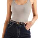 SUUKSESS Women Padded Cotton Ribbed Tank Tops Casual Summer Going Out Sleeveless Scoop Neck Basic Cami Tops (Beige, XS)