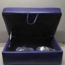 GRETERST Ottoman Rectangular Storage Ottoman Bench Faux Leather Footrest Footstool with Hinged Lid for Living Room, Bedroom, Entryway, Blue, 28.5"x19"x17.5"