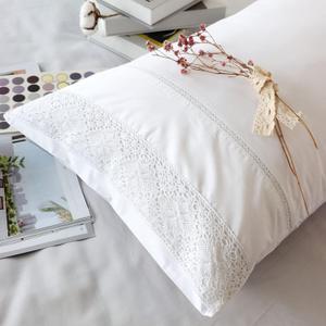 100% Cotton Lace Pillow Cases King Size Set of 2 - White Good Feeling Pillowcases 2 Pack with Envelope Closure, Elegant Lace,Softer and Breathable Pillow Case (20 x 36)
