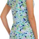 Lightbare Womens UPF 50+ Short Sleeve T Shirt Dress V Neck Summer Floral Dresses Tie Waist Casual with Pockets (XL)