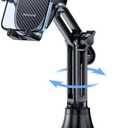 Miracase [2025 Latest Upgraded] Universal Cup Phone Holder for Car, [Rotatable & Adjustable] Long Neck Car Cup Holder Phone Mount Compatible with iPhone, Samsung, Google & More Smartphones (Black-Carbon Fiber)