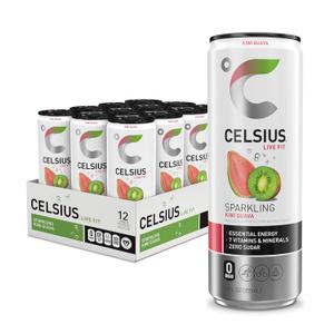 CELSIUS Sparkling Kiwi Guava, Sugar Free Energy Drink, 12 Fl Oz (Pack of 12), BBD: 01/2027