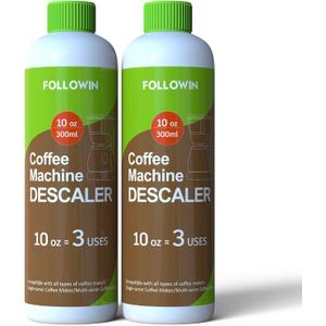 FOLLOWIN Coffee Machine Cleaner and Descaler,Espresso Coffee Maker Cleaner(2 Pack & 6 Uses),Descaling Solution for Espresso Machines and Single Use Coffee Maker