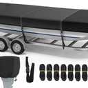 RVMasking Jon Boat Cover with Motor Cover, 1400D Heavy Duty Front Reinforced, Marine Grade Waterproof UV Resistant Jon Boat Cover for Length: 12'-14', Beam Width up to 70", Black