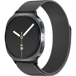 JKD Metal Band Compatible with Samsung Galaxy Watch 8 Band 40mm 44mm/Watch 8 Classic Band 46mm, Soft Stainless Steel Mesh Loop Magnetic Clasp Wristbands Women Men for Galaxy Watch 8/8 Classic 2025 (Black)
