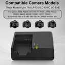 LP-E10 LC-E10 LC-E10C Quick Battery Charger for Canon: EOS Rebel T7 T6 T5 T3 T100 4000D 3000D 2000D 1500D 1300D 1200D 1100D DSLR Digital Camera Kiss X50 Battery Power Supply Cord