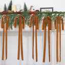 2 x 12Pcs Brown Long Velvet Christmas Tree Bows 24x15 Inch Vintage Large Small Velvet Christmas Staircase Garland Rustic Wreath Swag Bow with Twist Tie for Xmas Tree Topper Holiday Indoor Decoration