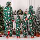 Christmas Onesie Pajamas Family Vacation Novelty One-piece Hooded Matching PJs Allover Pattern Sleepwear Nightwear (Small, Green Star Gnome)