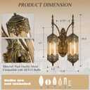 VitaLink Rustic Glass Wall Sconce Vintage 2-Lights Antique Gothic Wall Light Fixture Retro Farmhouse Mid Centry Lantern Wall Sconce for Bedroom, Living Room, Mirror, Black, E12