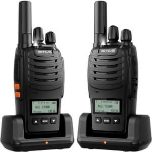 Retevis H777D 2 Way Radio with LCD Display, NOAA, USB-C Charging, VOX, Handheld Rechargeable Walkie Talkies, Durable Two Way Radios Long Range for Hunting Camping Off-Road (2 Pack)