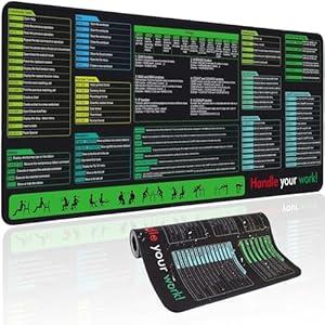 Excel Cheat Sheet Desk Pad, Keyboard Excel Shortcut Desk Mat, XL Large Mouse Pad, Large Keyboard Mat for Office Supplies (Green1)