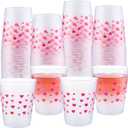 Epakh 50 Pieces 16 oz Valentine's Day Heart Plastic Cups Bulk Reusable Pink Red Heart Frosted Plastic Cups Hot and Cold Drinks Beverages for Happy Valentine Galentines Wedding Holiday Party Supplies