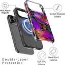 for iPhone 17 Pro Case - Wireless Charging Compatible - Dual-Layer Hard Shell + Silicone Cover - Shockproof Protective Phone Case with Stylish Designs for Women - Blooming Purple Flowers