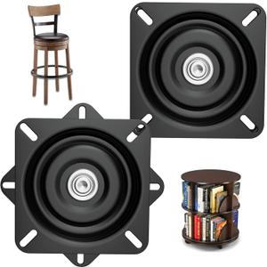2 Pieces 7 Inch Heavy-Duty Bar Stool Rotating Plate Replacement, 360 Square Rotating Mechanism for Lounge Chairs or Furniture, with Solid Ball Bearing Sliding Spin Plate Base