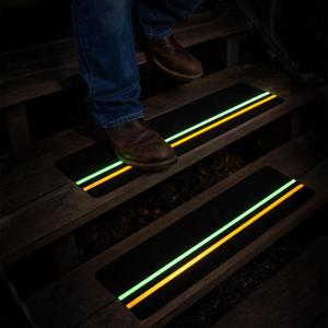 S&X 10-Pack Outdoor Stair Treads Non-Slip with Reflective & Glow-in-The-Dark Strips Pre-Cut 6" x 24" Heavy Duty Anti Slip Tape High Traction Waterproof  Perfect for Stairs, Ramps, Decks, Boats